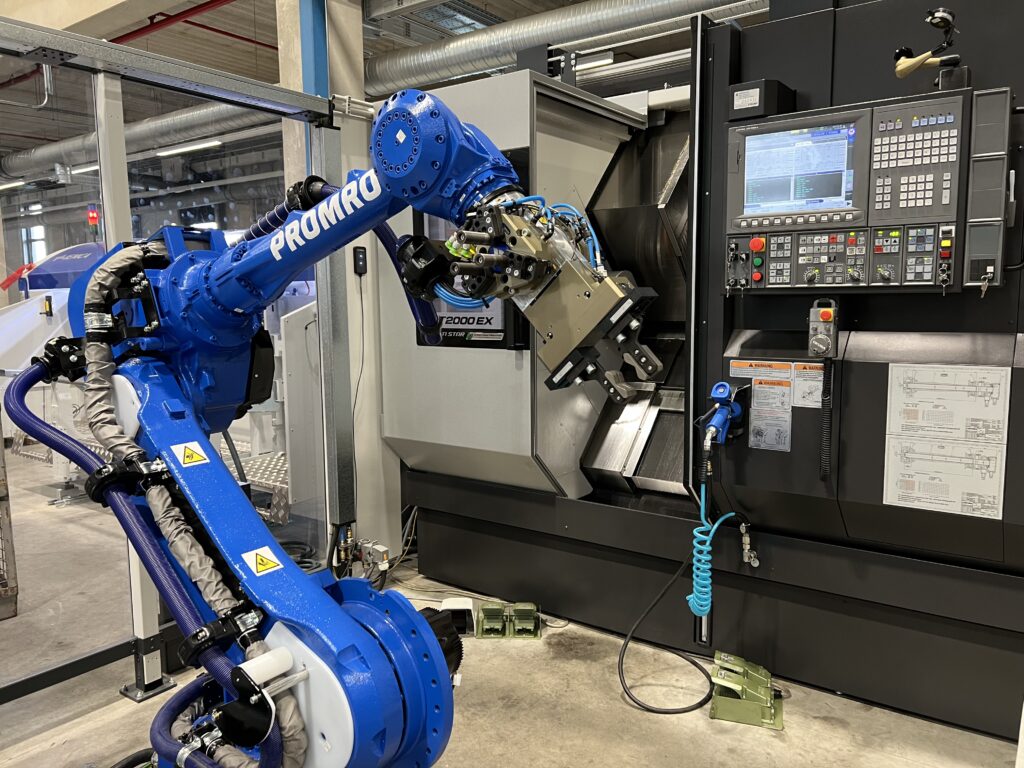 Mechanical arm robotic near digital screen